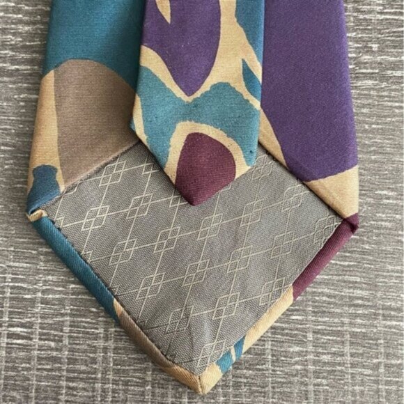 VINTAGE Pierre Balmain Paris Neck Tie 100% Italian Silk Abstract Print 64" Long - Picture 3 of 6